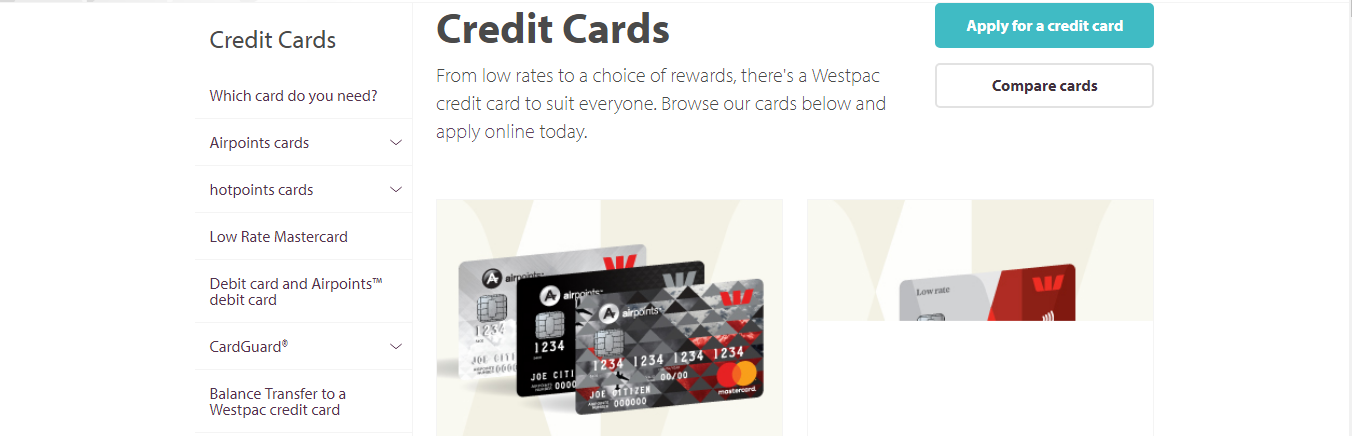 Westpac contact Credit Cards